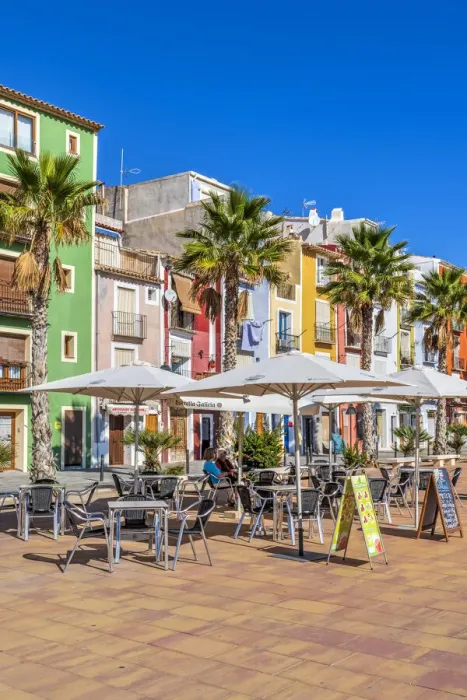 Framed Print : Outdoor cafe in Villajoyosa, Costa Blanca, Valencian Community, Spain Framed Print : Outdoor cafe in Villajoyosa, Costa Blanca, Valencian Community, Spain