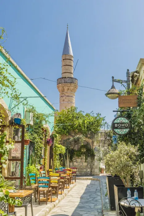 Framed Print : Outdoor cafes in Limassol, Cyprus