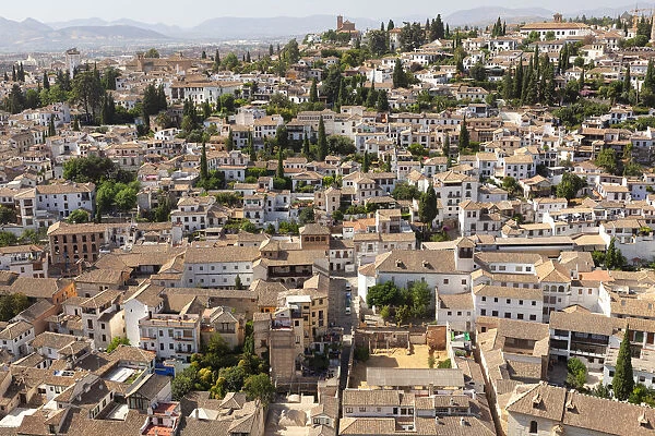 Overview of Albaicain neighborhood, Granada, province of Granada, Andalusia, Spain