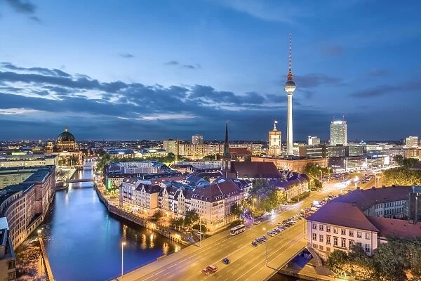 Overview, Berlin Dom, Spree River and Television tower, Berlin, Germany
