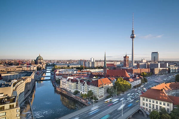 Overview, Berlin Dom, Spree River and Television tower, Berlin, Germany