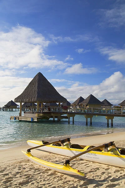 Overwater bungalows of Intercontinental Bora Bora Le Moana Resort, Bora Bora, Society