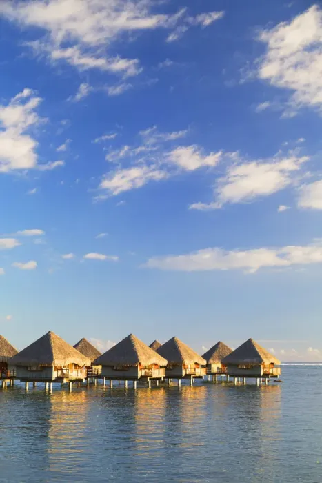 Framed Print : Overwater bungalows at Le Meridien Tahiti Hotel, Pape ete, Tahiti, French Polynesia Framed Print : Overwater bungalows at Le Meridien Tahiti Hotel, Pape ete, Tahiti, French Polynesia