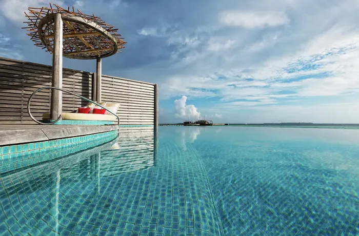 Framed Print : Overwater villa infinity pool reflections, Baa Atoll, Maldives Framed Print : Overwater villa infinity pool reflections, Baa Atoll, Maldives