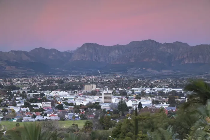 Framed Print : Paarl Valley at sunset, Paarl, Western Cape, South Africa
