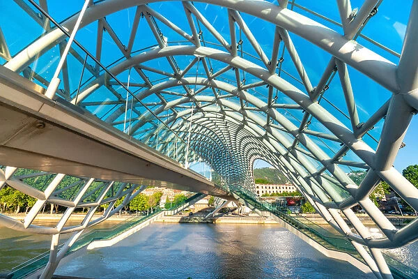 Pace bridge architecture from inside. Tbilisi, Georgia
