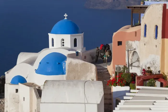 Framed Print : Pack donkey, Oia, Santorini, Cyclades islands, Greece