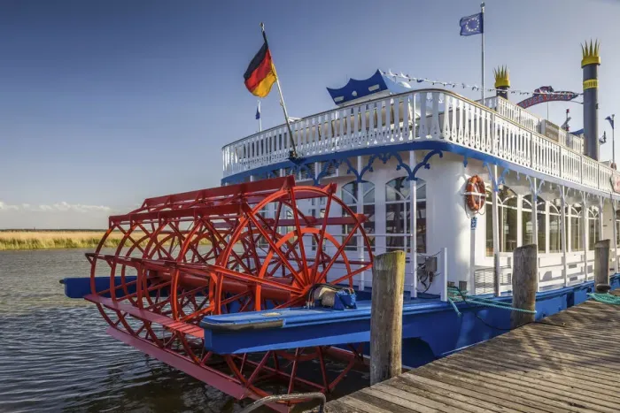 Framed Print : Paddle steamer in the port of Zingst, Mecklenburg-Western Pomerania, Northern Germany Framed Print : Paddle steamer in the port of Zingst, Mecklenburg-Western Pomerania, Northern Germany