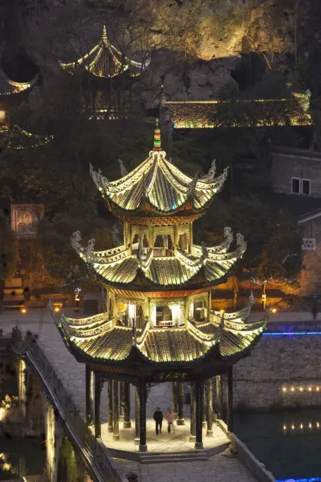 Framed Print : Pagoda at dusk, Zhenyuan, Guizhou, China Framed Print : Pagoda at dusk, Zhenyuan, Guizhou, China
