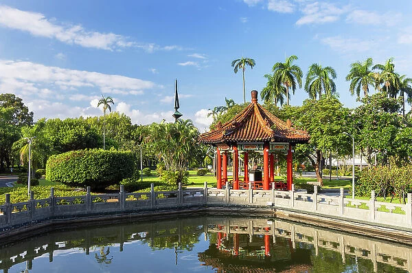 Pagoda and pond in 228 Peace Memorial Park, Taipei, Taiwan