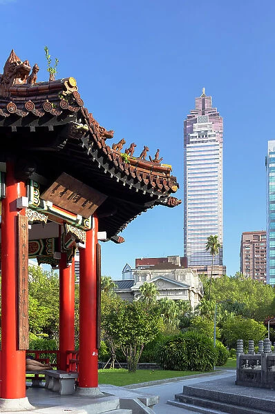 Pagoda and Shin Kong Life Tower from 228 Peace Memorial Park, Taipei, Taiwan