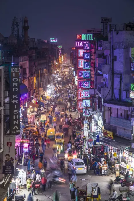 Framed Print : Paharganj area of New Delhi, India