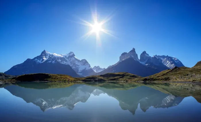 Framed Print : Paine Grande and Cuernos del Paine reflecting in Nordenskjold Lake, Torres del Paine Framed Print : Paine Grande and Cuernos del Paine reflecting in Nordenskjold Lake, Torres del Paine
