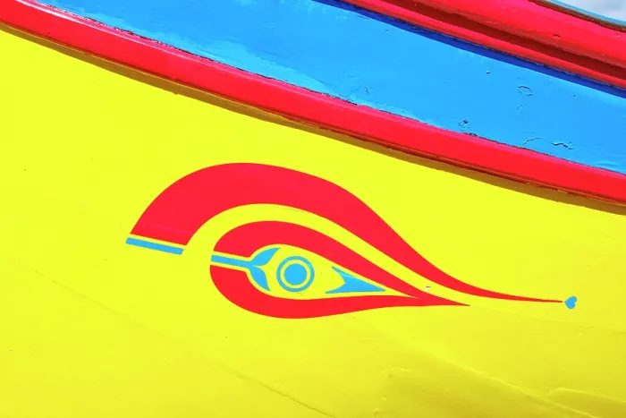 Framed Print : The painted big eye on a fishing boat. Sesimbra, Portugal