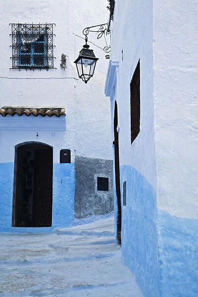 Painted blue street and steps, Chefchaouen, Morocco