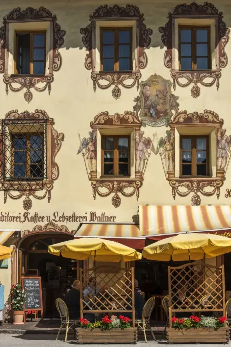 Framed Print : Painted facade of a building in St. Wolfgang im Salzkammergut, Upper Austria, Austria Framed Print : Painted facade of a building in St. Wolfgang im Salzkammergut, Upper Austria, Austria