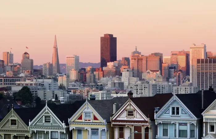 Framed Print : The Painted Ladies with downtown San Francisco in the distance, San Francisco, Califormia, USA Framed Print : The Painted Ladies with downtown San Francisco in the distance, San Francisco, Califormia, USA