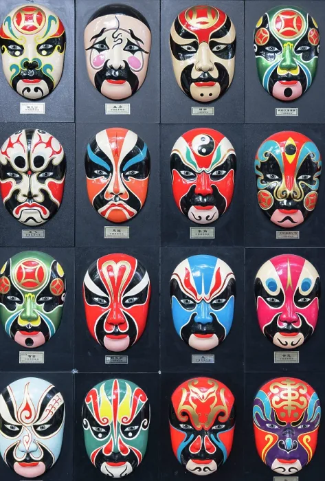 Framed Print : Painted masks at shop on South Luogu Lane, Beijing, China