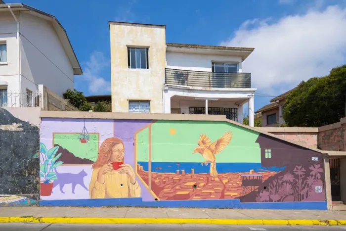 Framed Print : Painted mural of residential house on Avenida Alemania, Cerro Alegre, Valparaiso, Valparaiso Province, Valparaiso Region, Chile Framed Print : Painted mural of residential house on Avenida Alemania, Cerro Alegre, Valparaiso, Valparaiso Province, Valparaiso Region, Chile