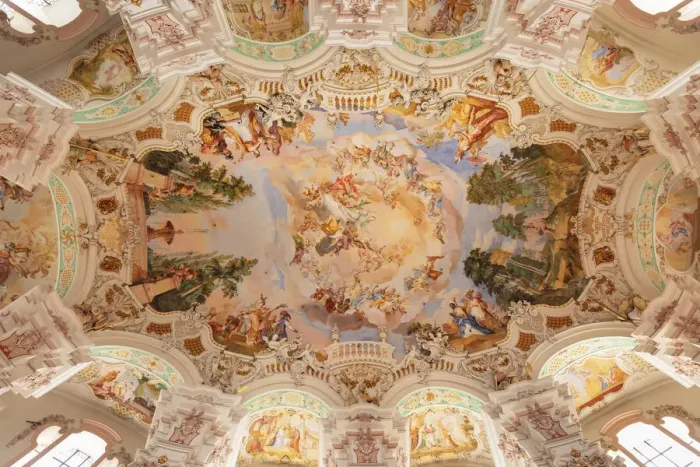 Framed Print : Painting on the ceiling of the Pilgrimage church of Steinhausen, Upper Swabian Baroque Road, Upper Swabia, Baden-Wurttemberg, Germany Framed Print : Painting on the ceiling of the Pilgrimage church of Steinhausen, Upper Swabian Baroque Road, Upper Swabia, Baden-Wurttemberg, Germany