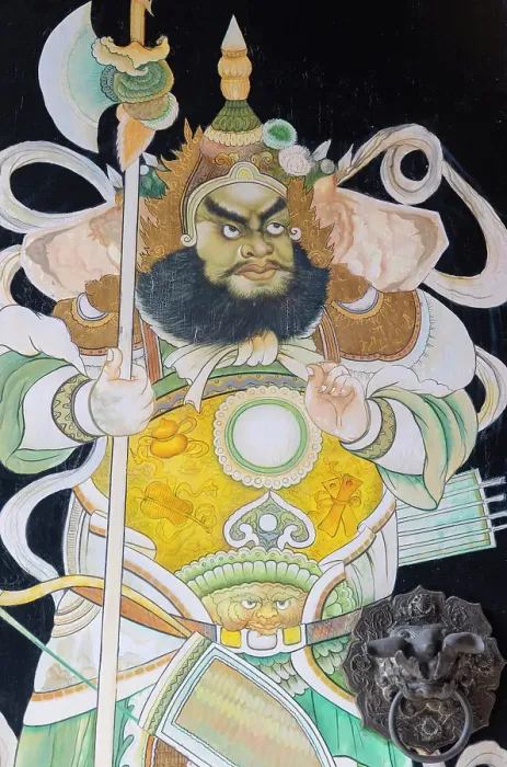 Framed Print : Painting on door in Chan She Shu Yuen Clan Ancestral Hall, Chinatown, Kuala Lumpur, Selangor, Malaysia