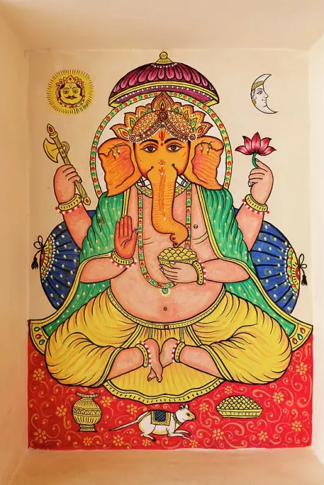 Framed Print : Painting of Lord Ganesha, City Palace, Udaipur, Rajasthan, India, South Asia Framed Print : Painting of Lord Ganesha, City Palace, Udaipur, Rajasthan, India, South Asia
