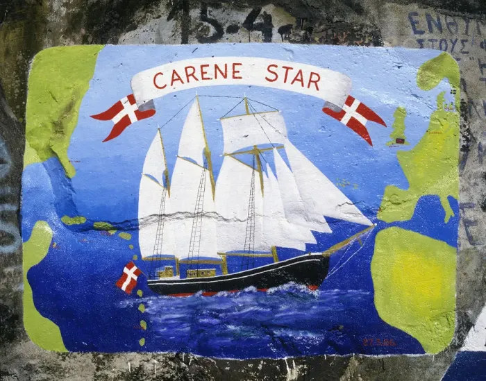 Framed Print : Paintings made by sailors from all over the world, in the marina of the city of Horta