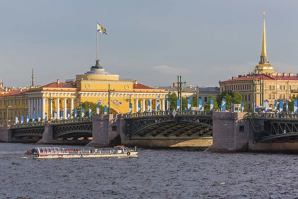 Palace bridge over Neva river, Saint Petersburg, Russia