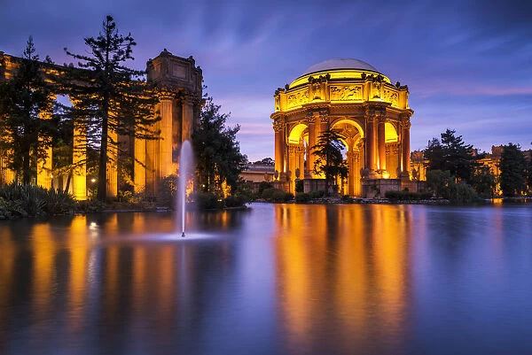 Palace of Fine Arts at Night in Presidio Park, San Francisco, California, USA
