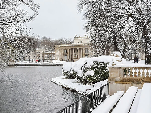 Palace on the Isle, Lazienki Park or Royal Baths Park, winter, Warsaw, Masovian Voivodeship, Poland