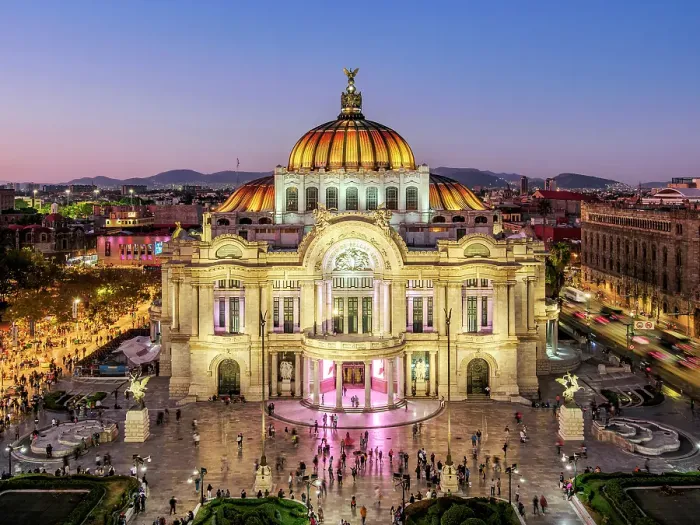 Framed Print : Palacio de Bellas Artes at dusk, elevated view, Mexico City, Mexico Framed Print : Palacio de Bellas Artes at dusk, elevated view, Mexico City, Mexico