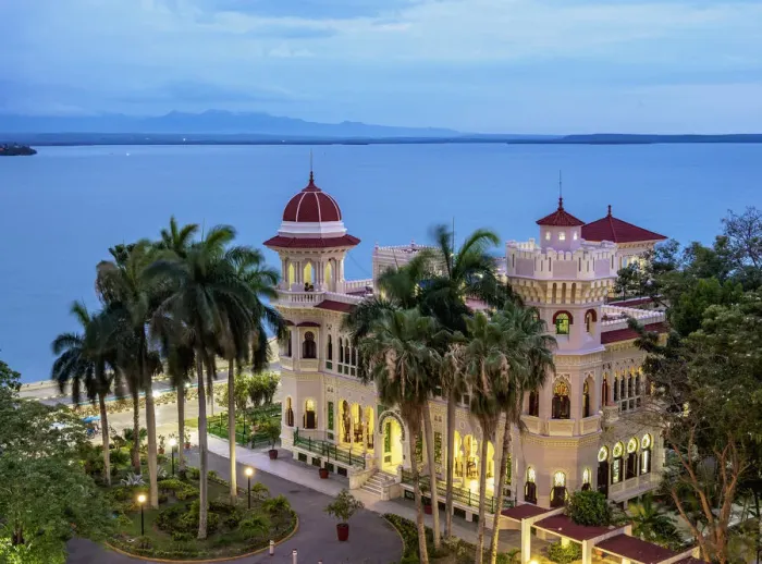 Framed Print : Palacio de Valle at dusk, elevated view, Cienfuegos, Cienfuegos Province, Cuba Framed Print : Palacio de Valle at dusk, elevated view, Cienfuegos, Cienfuegos Province, Cuba