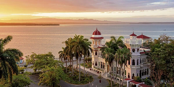 Palacio de Valle at sunrise, elevated view, Cienfuegos, Cienfuegos Province, Cuba