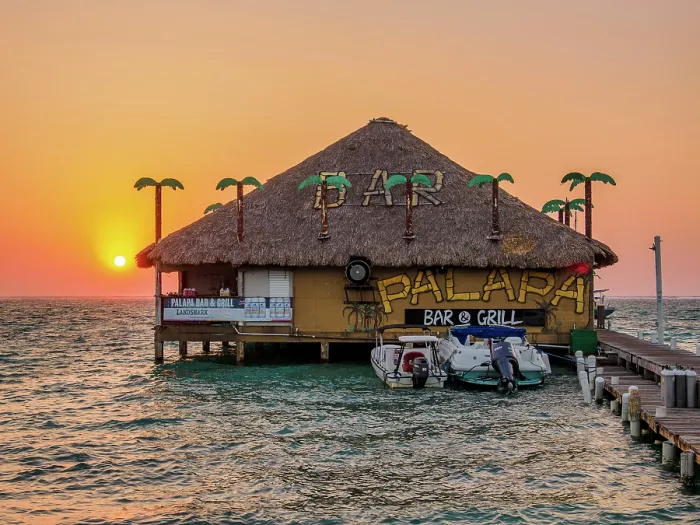 Framed Print : Palapa Bar and Grill at sunrise, San Pedro Town, Ambergris Caye, Belize District, Belize Framed Print : Palapa Bar and Grill at sunrise, San Pedro Town, Ambergris Caye, Belize District, Belize