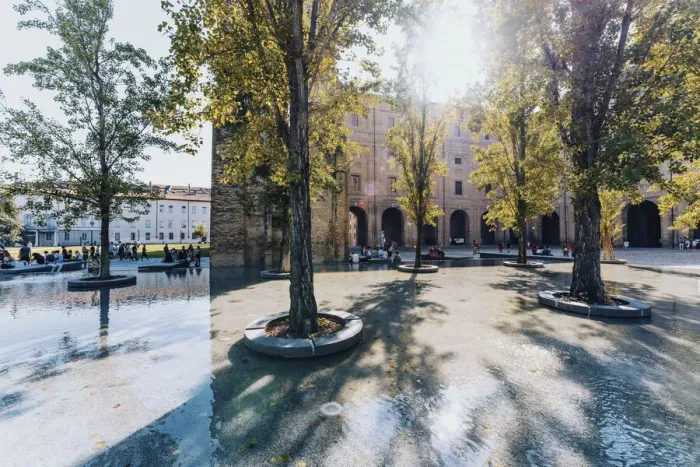 Framed Print : Palazzo della Pilotta with fountains and trees in Parma, Emilia Romagna, Italy Framed Print : Palazzo della Pilotta with fountains and trees in Parma, Emilia Romagna, Italy
