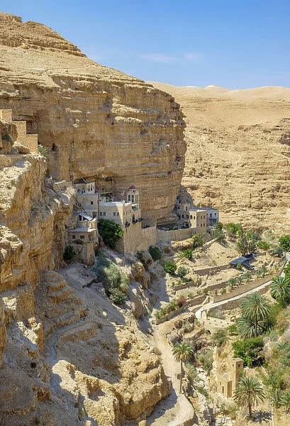Palestine, West Bank, Jericho. St. George Orthadox Monastery (Mar Jaris ) in Wadi Quelt