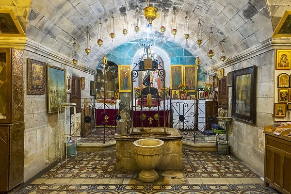 Palestine, West Bank, Nablus. Jacobs Well inside of the Greek Orthodox St