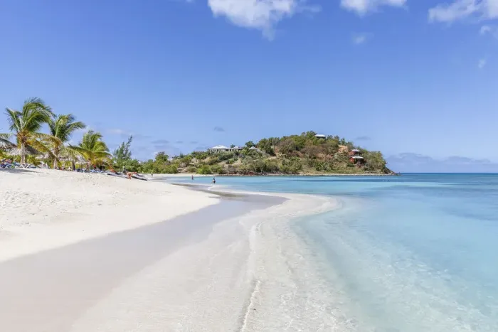 Framed Print : Palm trees and white sand surround the turquoise Caribbean sea Ffryers Beach Antigua Framed Print : Palm trees and white sand surround the turquoise Caribbean sea Ffryers Beach Antigua