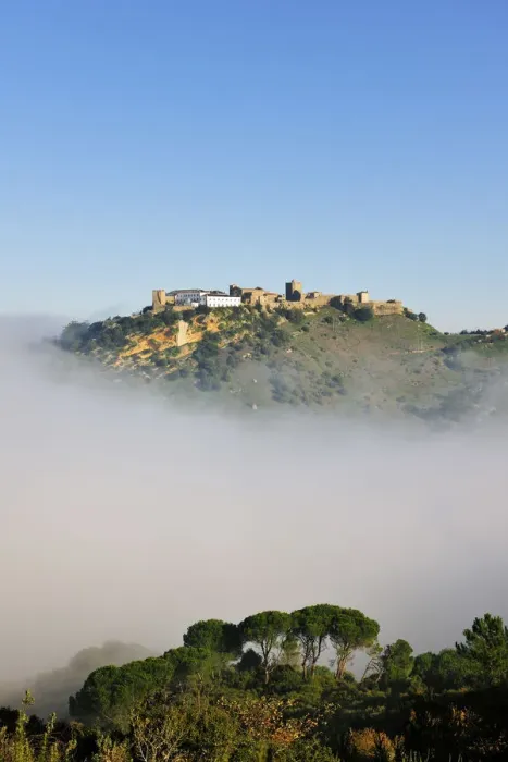 Framed Print : Palmela medieval castle in a misty morning. Portugal Framed Print : Palmela medieval castle in a misty morning. Portugal