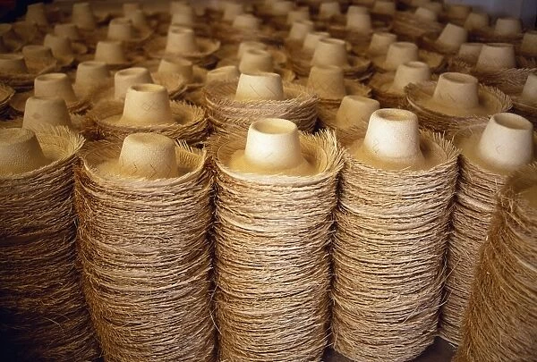 Detail of Panama hats in production