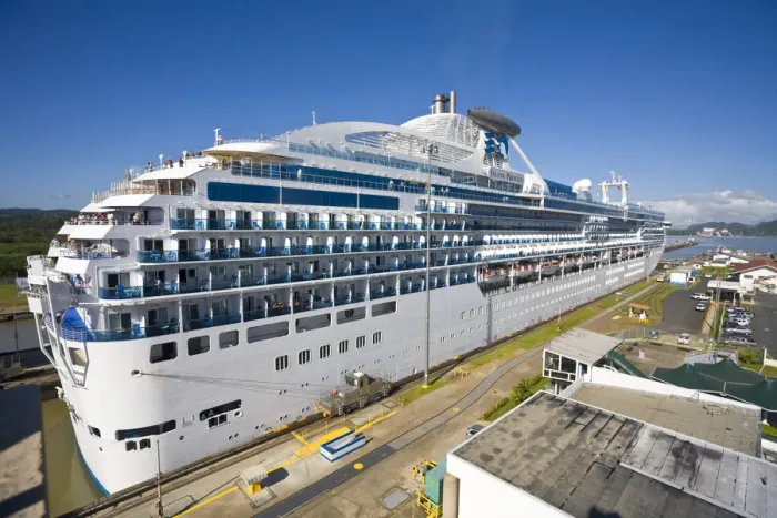 Framed Print : Panama, Panama Canal, Island Princess Cruise ship transitting Miraflores Locks Framed Print : Panama, Panama Canal, Island Princess Cruise ship transitting Miraflores Locks