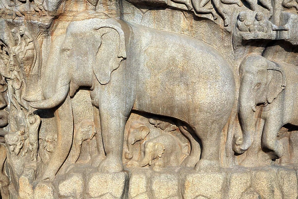 Pancha Rathas, cave temple (7th century), Mahabalipuram, Tamil Nadu, India