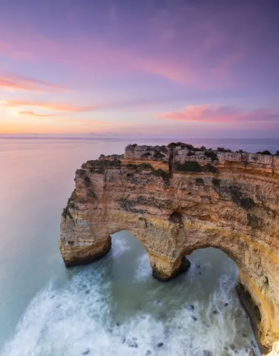 Framed Print : Panorama of cliffs framed by turquoise sea at dawn Praia da Marinha Caramujeira Lagoa Framed Print : Panorama of cliffs framed by turquoise sea at dawn Praia da Marinha Caramujeira Lagoa
