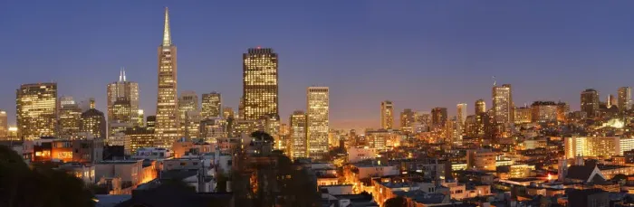 Framed Print : Panorama of downtown San Francisco with the Trans america Pyramid, shot from Telegraph