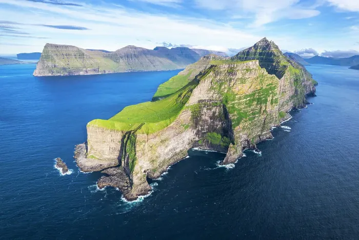 Framed Print : Panoramic aerial view of the island of Kalsoy with the Kallur lighthouse cliff in the foreground, Kalsoy island, Faroe islands, Denmark Framed Print : Panoramic aerial view of the island of Kalsoy with the Kallur lighthouse cliff in the foreground, Kalsoy island, Faroe islands, Denmark