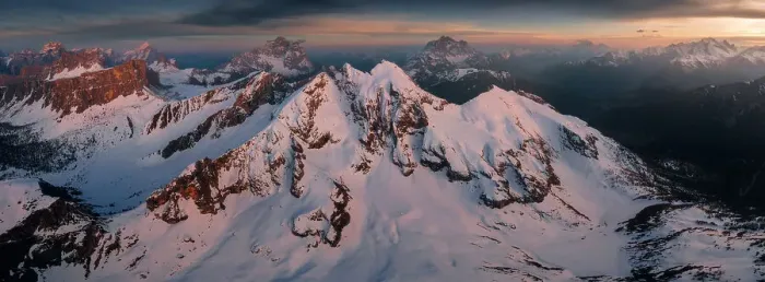 Framed Print : A panoramic aerial view taken from the Giau Pass during an early spring sunset. Dolomites, Italy Framed Print : A panoramic aerial view taken from the Giau Pass during an early spring sunset. Dolomites, Italy