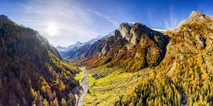 Framed Print : Panoramic aerial view of Val Bodengo during autumn. Valchiavenna, Valtellina, Lombardy Framed Print : Panoramic aerial view of Val Bodengo during autumn. Valchiavenna, Valtellina, Lombardy