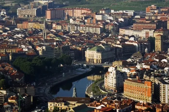 Framed Print : Panoramic City View looking over Bilbao River Framed Print : Panoramic City View looking over Bilbao River