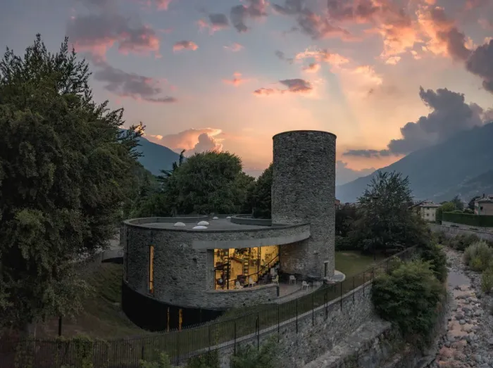 Framed Print : Panoramic elevated view of library (Biblioteca civica Ezio Vanoni), Morbegno, Sondrio Framed Print : Panoramic elevated view of library (Biblioteca civica Ezio Vanoni), Morbegno, Sondrio