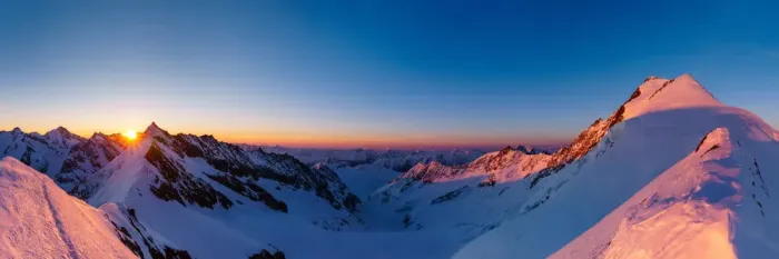 Framed Print : Panoramic view of Aletschorn at sunrise with red light. Aletschorn, Vallese Framed Print : Panoramic view of Aletschorn at sunrise with red light. Aletschorn, Vallese